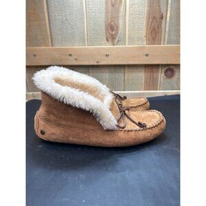 Ugg Alena Womens Shearling-Lined Suede Moccasin Slippers Size 9